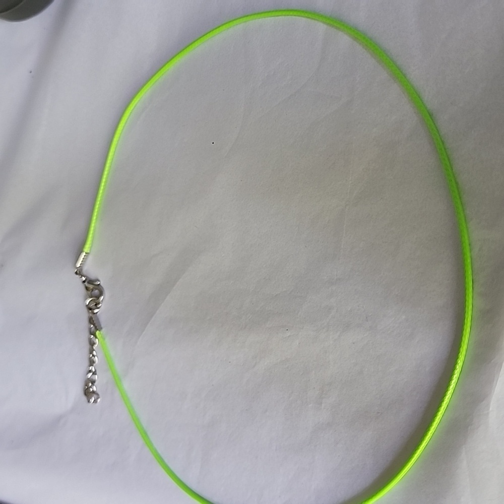 18 Inch Waxed LEATHER Lobster Close Rope Chain only Highlighter Green